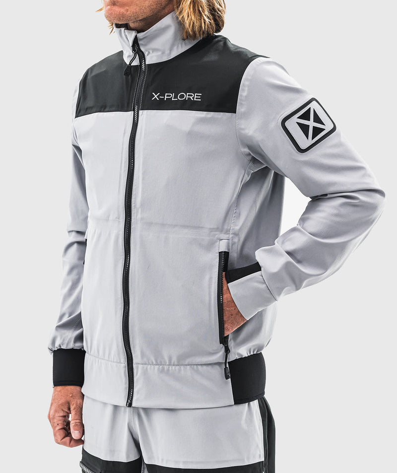 Side view of the Open Ocean Speed Jacket in grey